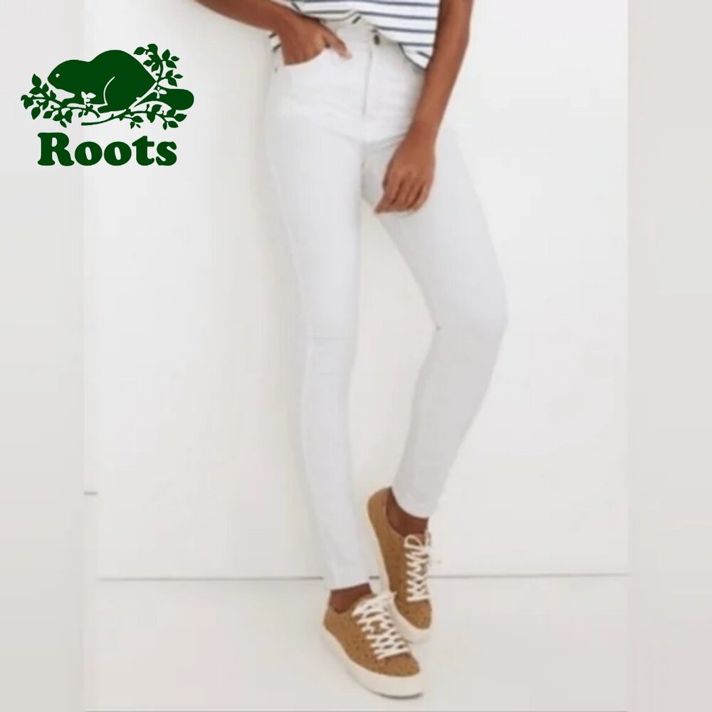 🟣 Sz 24 Roots Women's White Skinny Jeans